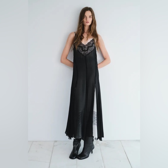 Zara Dresses & Skirts - NWT ZARA Layered Slip Dress Lace Trim Size XS/S Style no. 8384/832/800